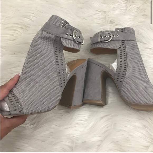 Grey Peep Toe Booties - Picture 4 of 6
